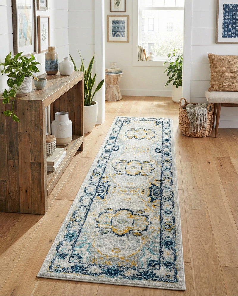 Parisian Elegance Collection Area Rug - Versailles (Gray) Runner Gray  lifestyle 72