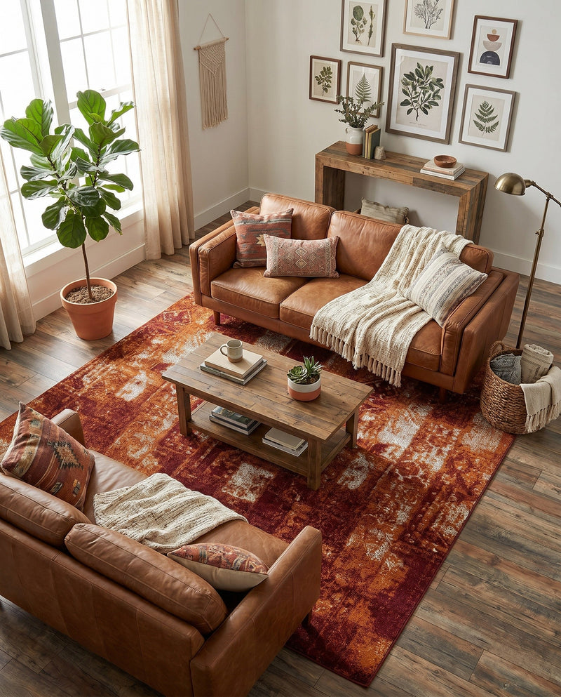 Autumn Meadow Collection Area Rug -  Harvesthill Rectangle Terracotta  lifestyle 21