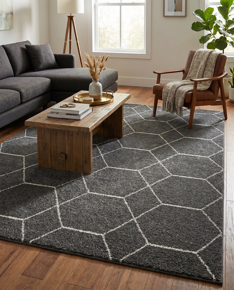 Trellis Mosaic Collection Area Rug - Arborville (Dark Gray) Rectangle Dark Gray  lifestyle 23