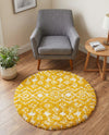 Berber Lattice Shag Collection Area Rug - Atlas (Yellow) Round Yellow  lifestyle 59