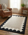 Caspian Wool Collection Area Rug - Baku Rectangle Gray and Black  lifestyle 17