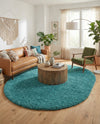 Plush Oasis Collection Area Rug - Serenity (Deep Aqua Blue) Oval Deep Aqua Blue  lifestyle 85