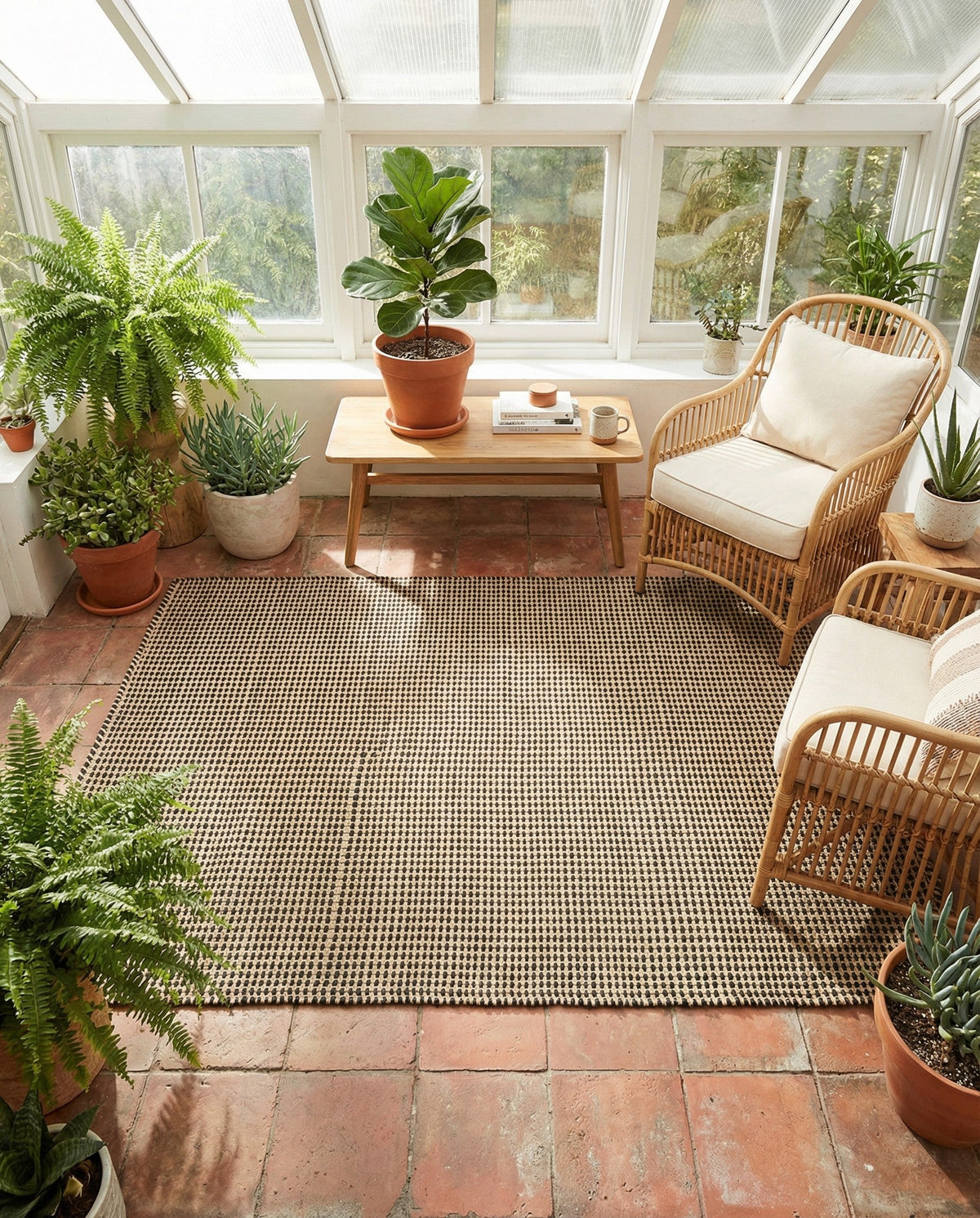 Sequoia Handwoven Jute Collection Area Rug - Aspen Rectangle Black and White  lifestyle 6