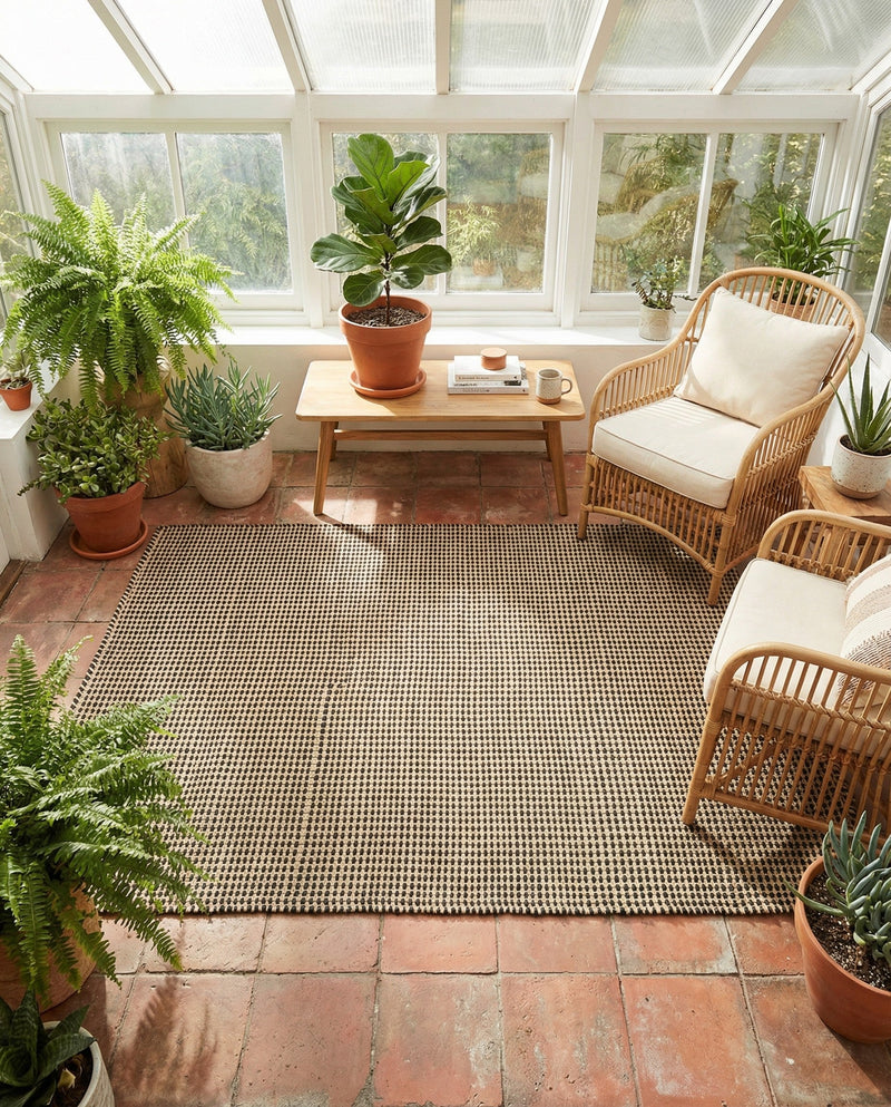 Sequoia Handwoven Jute Collection Area Rug - Aspen Rectangle Black and White  lifestyle 6