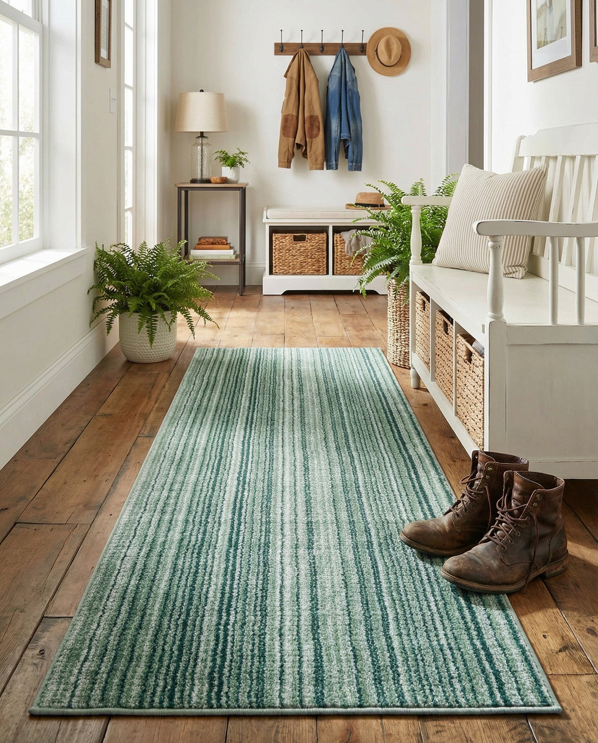 Jewel Oasis Collection Area Rug - Sapphire (Green) Runner Green  lifestyle 93