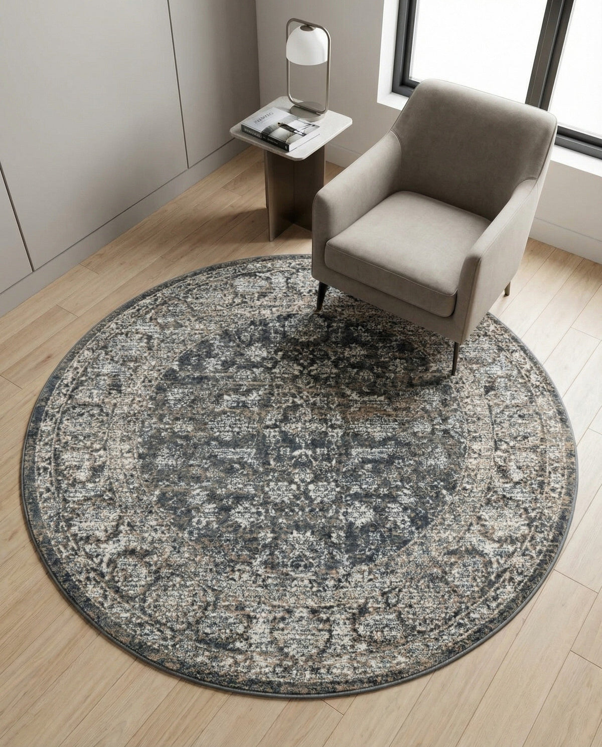 Metro Heights Collection Area Rug -  Astoria Round Navy Blue  lifestyle 117