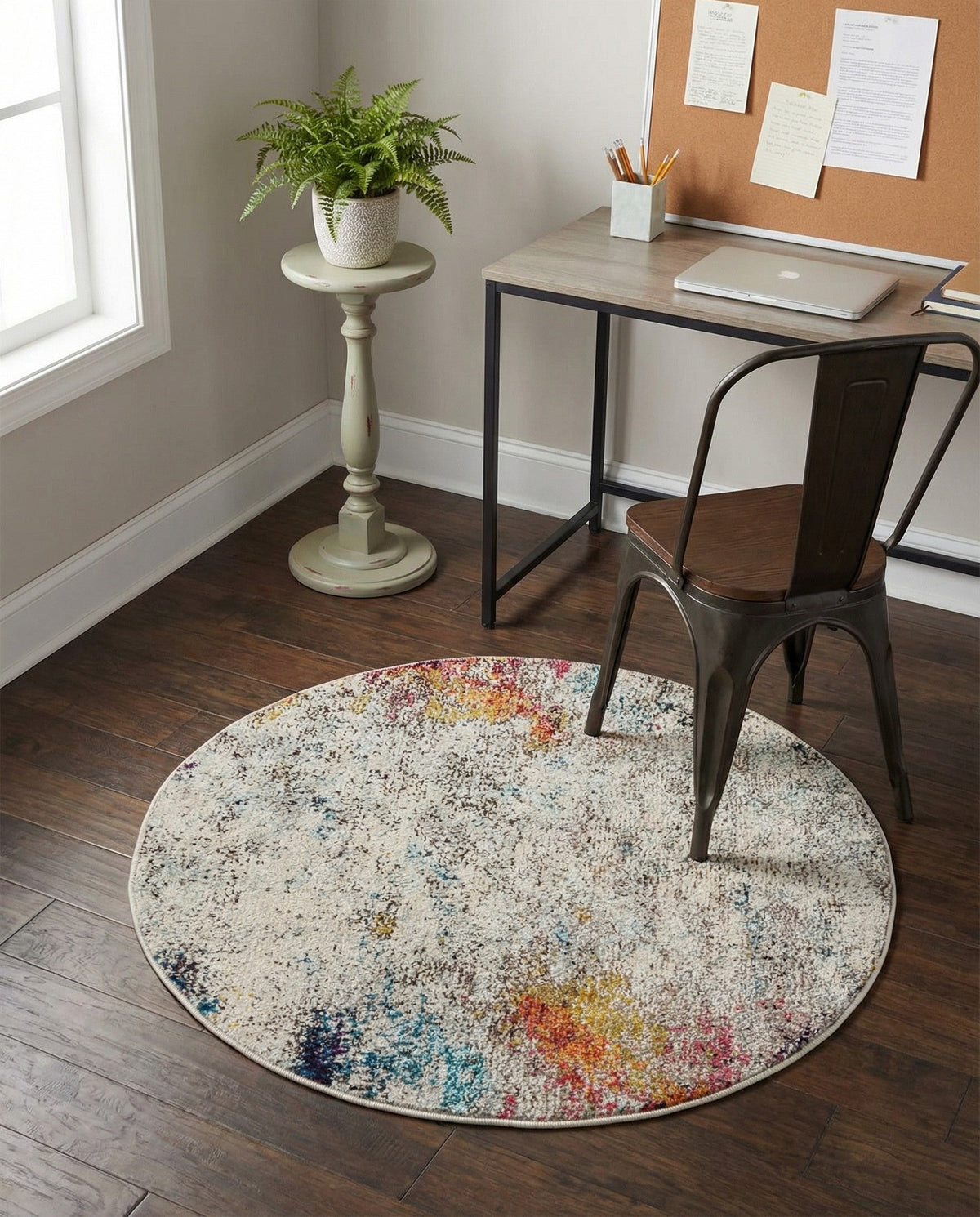Chromatic Oasis Collection Area Rug -  Azure Round Beige  lifestyle 112