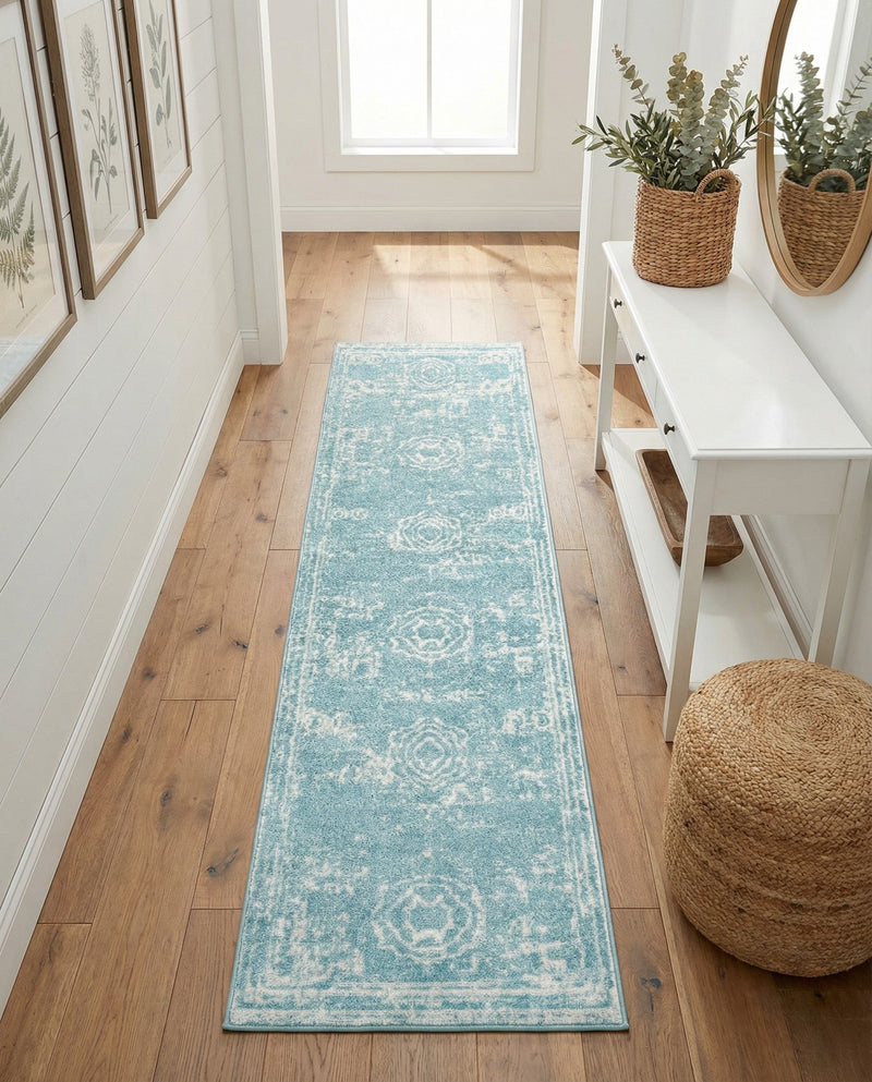 Dover Terrace Collection Area Rug -  Lagoon (Aqua) Runner Aqua  lifestyle 66