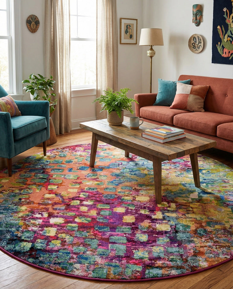 Sevilla Splendor Collection Area Rug -  Andalusia Round Multi  lifestyle 29