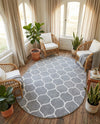Trellis Mosaic Collection Area Rug -  Pergolatown (Light Gray) Oval Light Gray  lifestyle 94