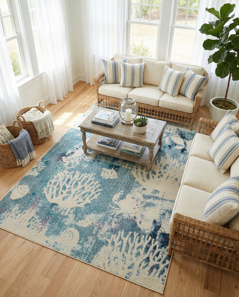 Sorrento Shores Collection Area Rug -  Vico Rectangle Light Blue  lifestyle 21