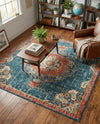 Brighton Terrace Collection Area Rug - Hove (Blue) Square Blue  lifestyle 74