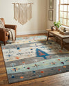 Colorburst Oasis Collection Area Rug -  Mosaic Rectangle Ivory Gray Blue  lifestyle 9