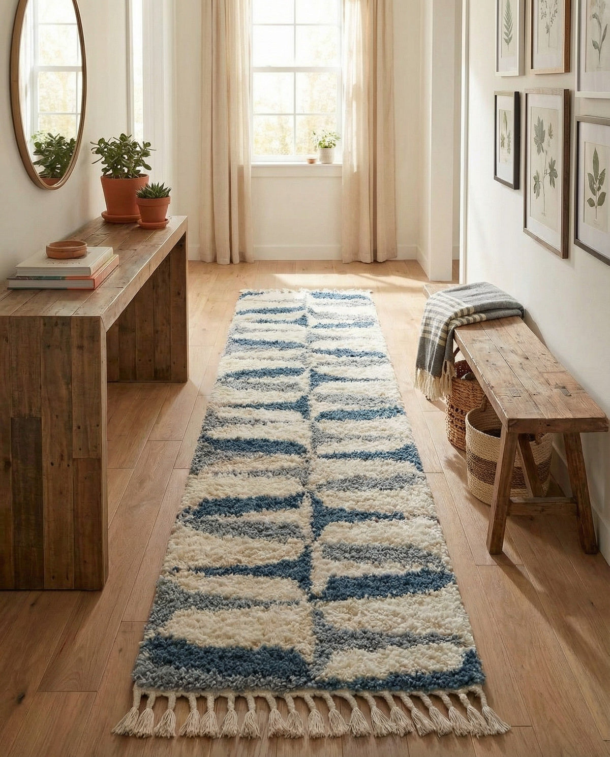Cozy Cove Shag Collection Area Rug -  Tidewater Runner Blue  lifestyle 105