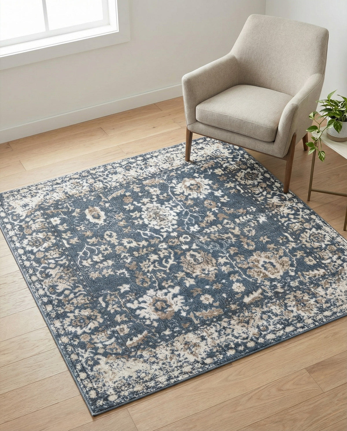 Cascade Range Collection Area Rug -  Shasta (Blue) Square Blue  lifestyle 110