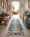 Parisian Elegance Collection Area Rug - Versailles (Teal) Runner Teal  lifestyle 79