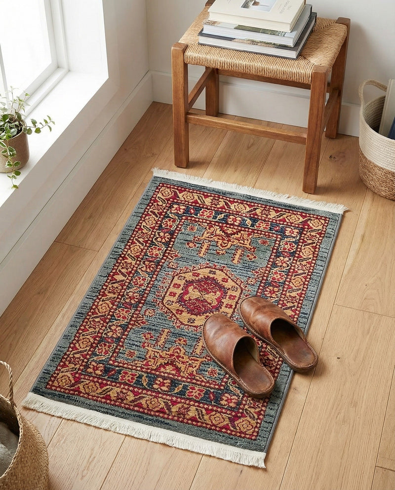 Persian Elegance Collection Area Rug -  Bushehr Rectangle Light Blue  lifestyle 21