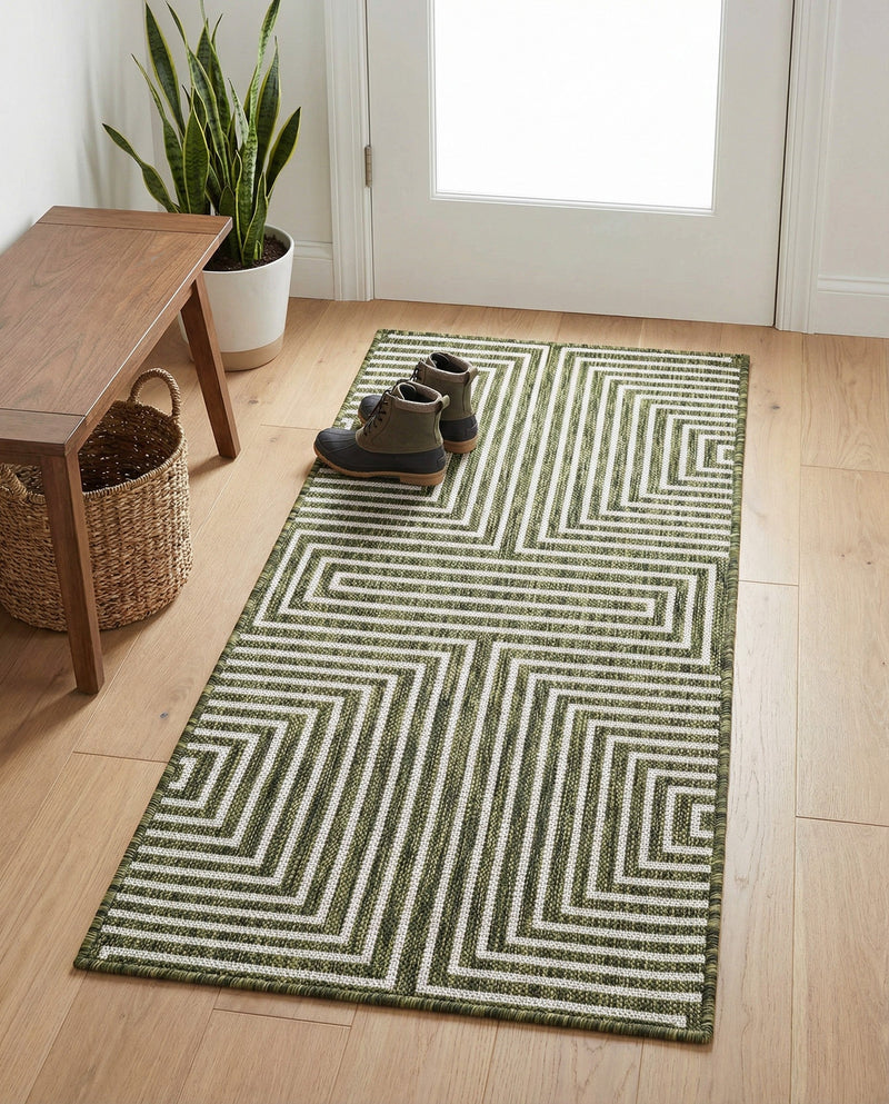 Urban Terrace Collection Area Rug -  Astoria (Green) Runner Green  lifestyle 31
