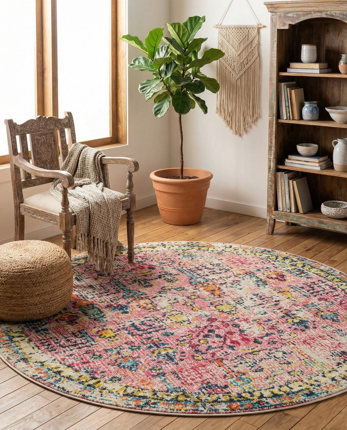 Sierra Collection Area Rug -  Shasta Round Pink  lifestyle 137