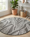 Seaside Blooms Collection Area Rug -  Evergreen (Ivory Charcoal) Round Ivory Charcoal  lifestyle 43