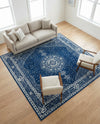 Dover Terrace Collection Area Rug - Marina (Navy Blue) Square Navy Blue  lifestyle 48