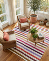 Seaside Stripes Collection Area Rug - Azul Square White  lifestyle 69