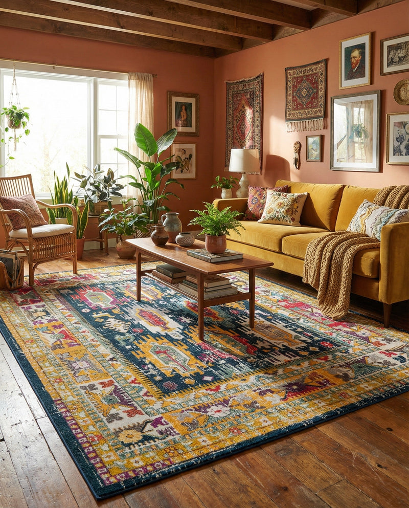 Brighton Terrace Collection Area Rug -  Portslade Rectangle Navy Blue  lifestyle 13