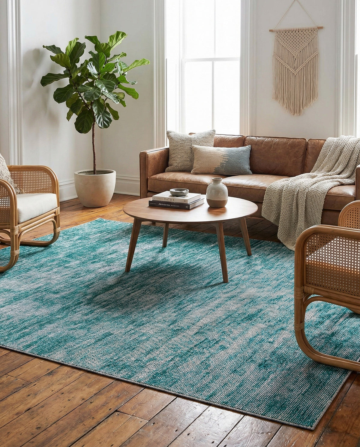 Sahara Essence Collection Area Rug - Oasis (Teal) Rectangle Teal  lifestyle 11