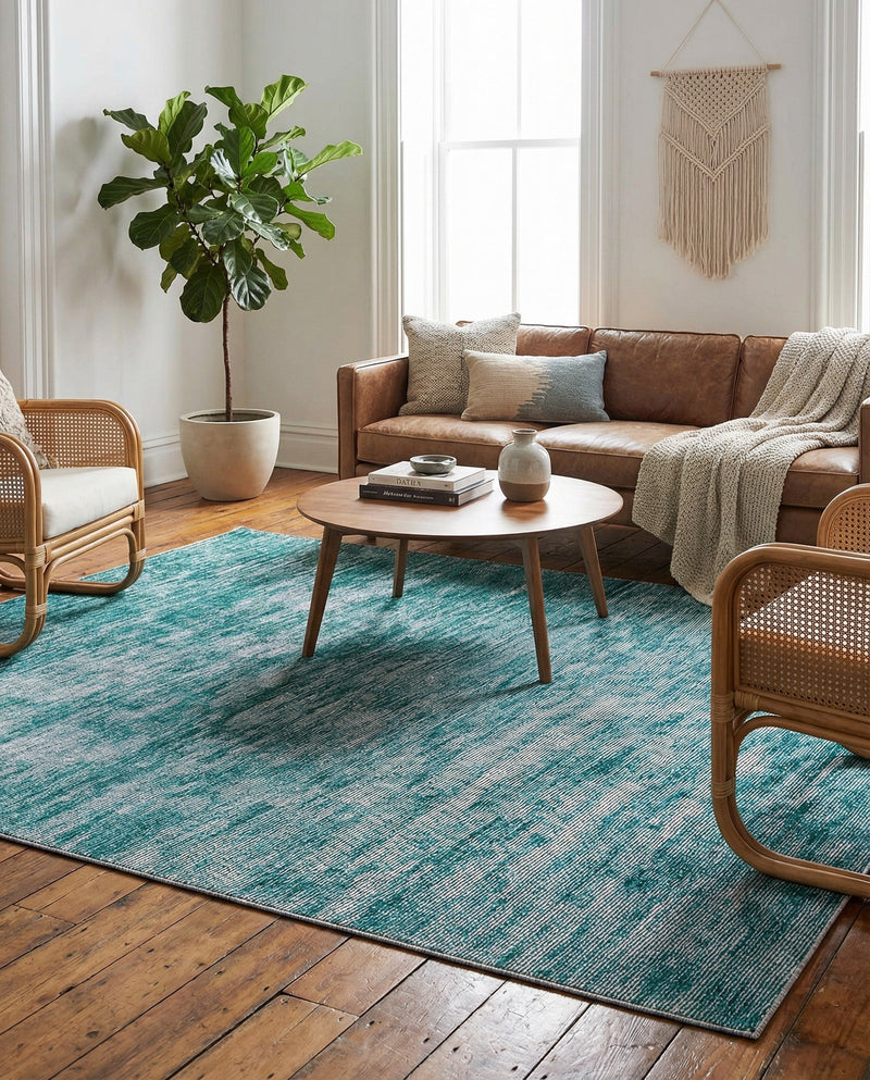 Sahara Essence Collection Area Rug - Oasis (Teal) Rectangle Teal  lifestyle 11