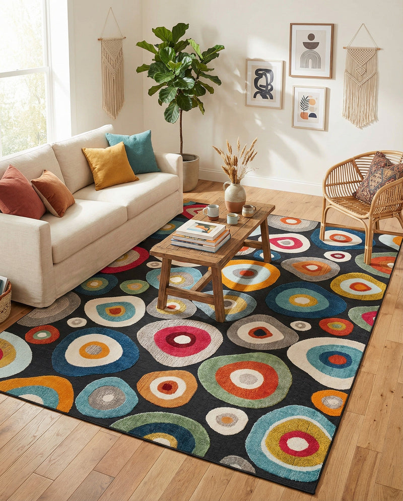 Outdoor Marrakesh Collection Area Rug -  Chefchaouen Rectangle Multi Black  lifestyle 34