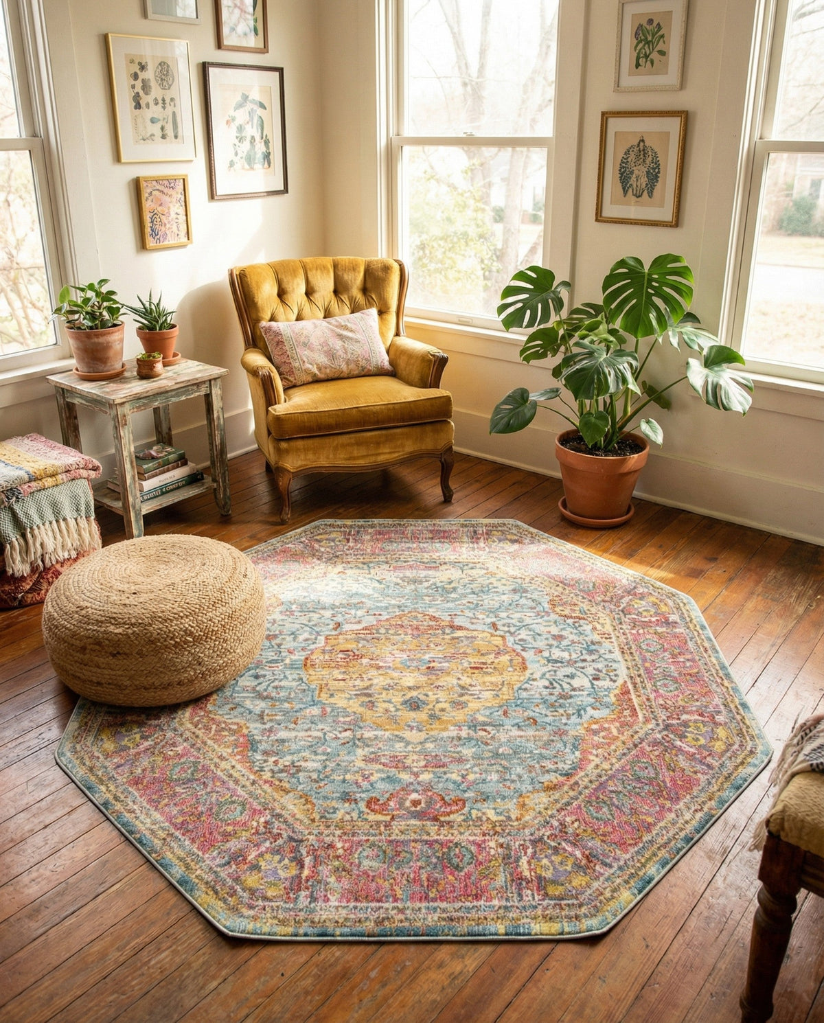 Caribbean Breeze Collection Area Rug -  Vieques Octagon Light Blue  lifestyle 84