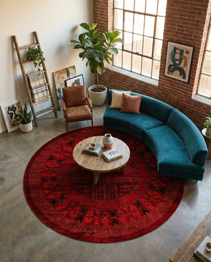 Samarkand Elegance Collection Area Rug -  Ark Round Red  lifestyle 73