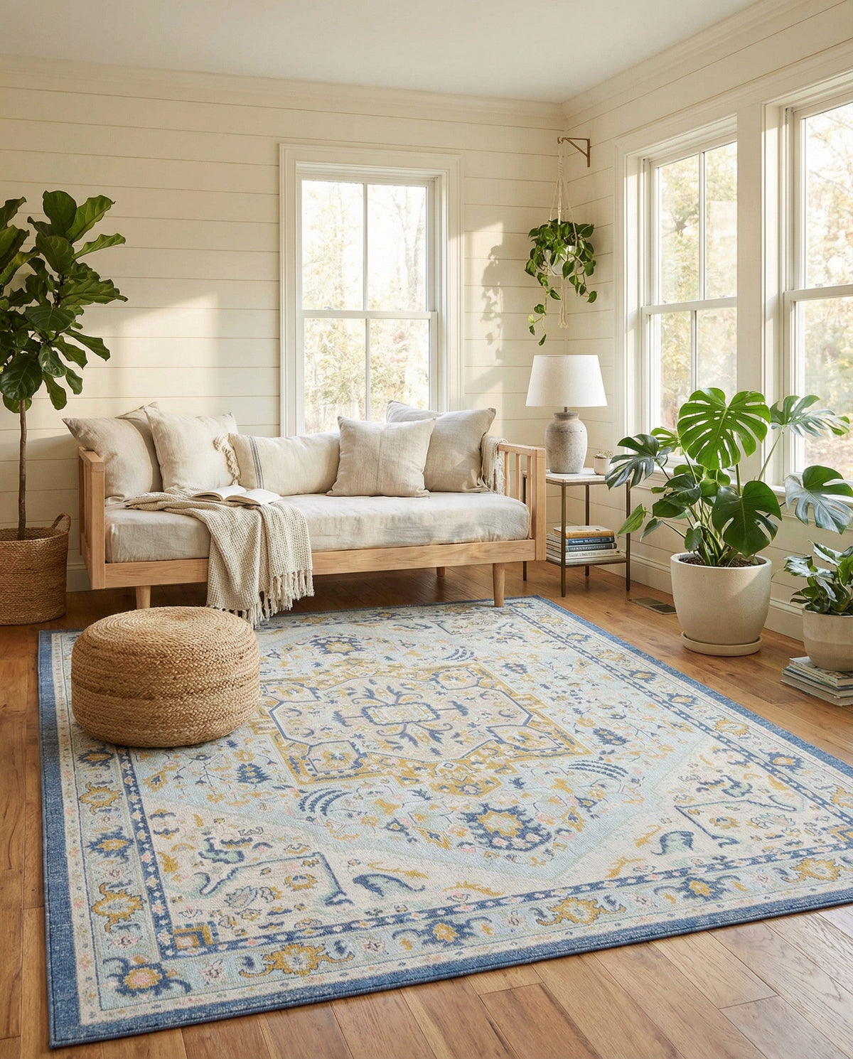 Savannah Series Collection Area Rug - Charleston (Sky blue) Rectangle Sky blue  lifestyle 9