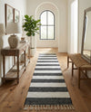 Tassel Trail Collection Area Rug - Pathway (Navy Blue) Runner Navy Blue  lifestyle 68