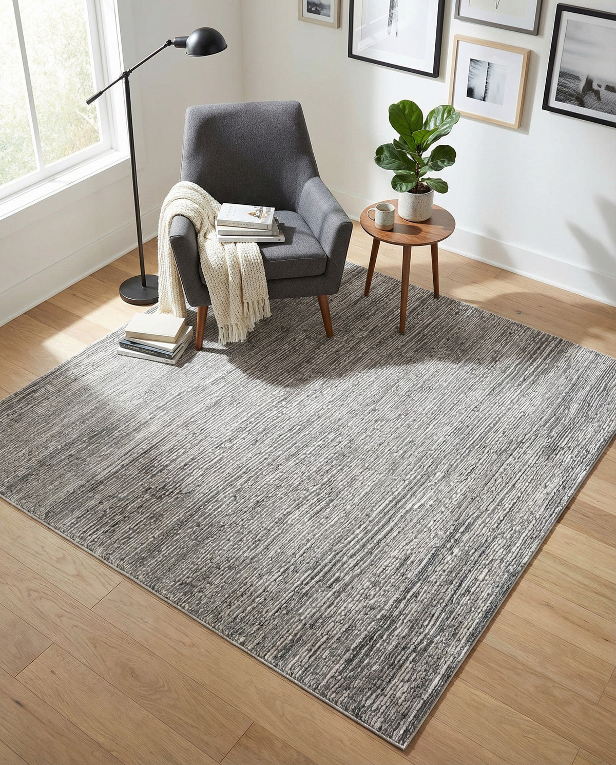 Bloomsbury Elegance Collection Area Rug -  Kensington (Gray) Square Gray  lifestyle 92