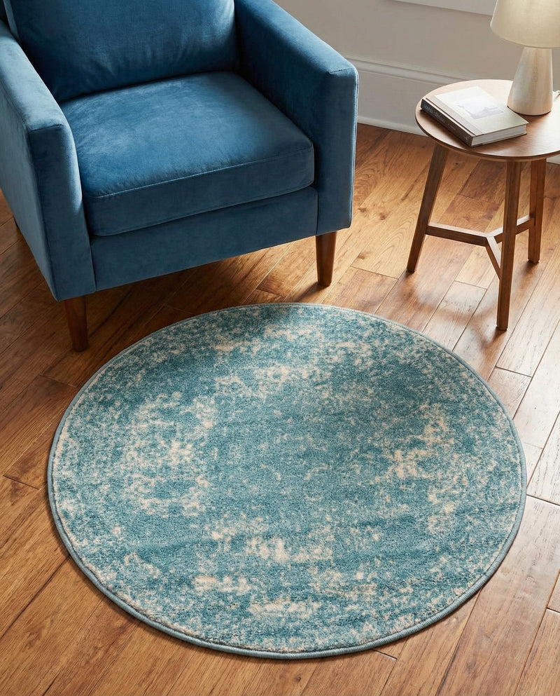 Dover Terrace Collection Area Rug -  Lagoon (Aqua) Round Aqua  lifestyle 73
