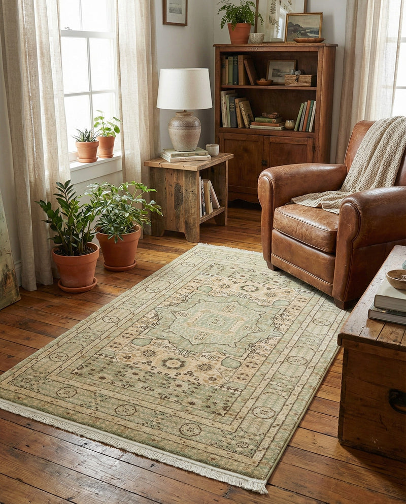 Ottoman Elegance Collection Area Rug - Sultan Rectangle Light Green  lifestyle 60