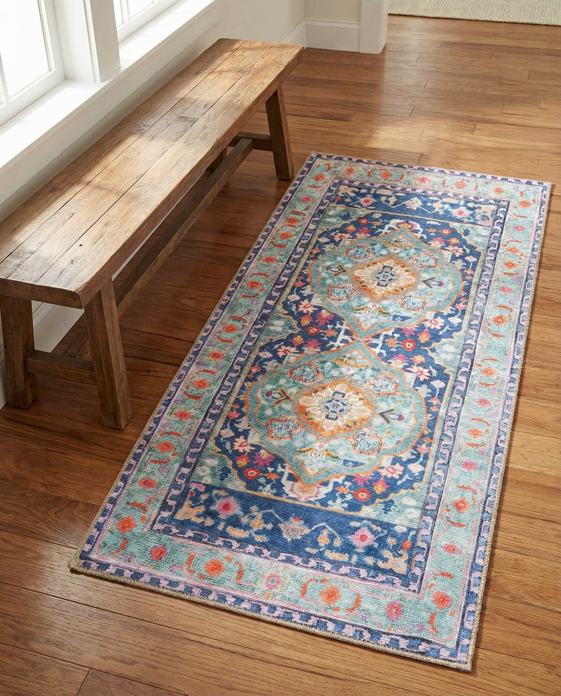 Heritage Elegance Collection Area Rug -  Taj Runner Blue  lifestyle 66