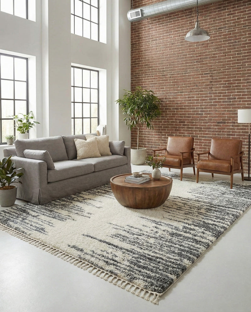 Tranquil Tides Shag Collection Area Rug - Marina Rectangle White  lifestyle 50