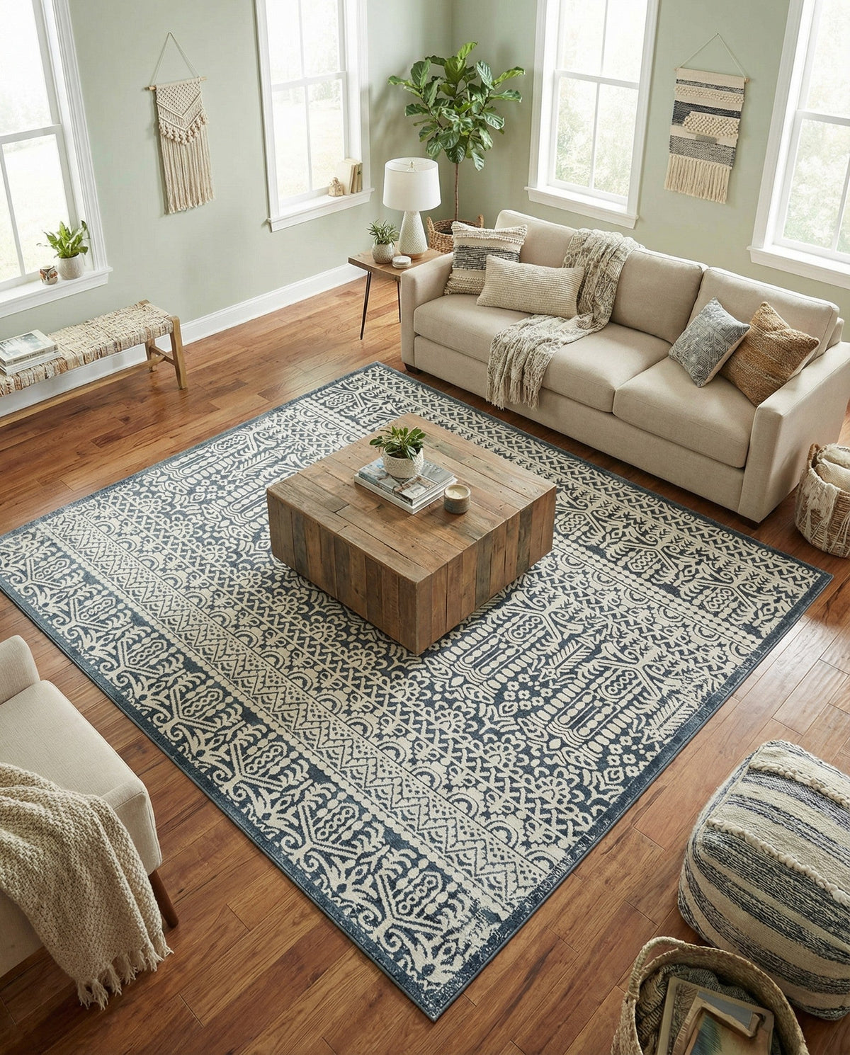 Metro Heights Collection Area Rug -  Chelsea Square Blue  lifestyle 117