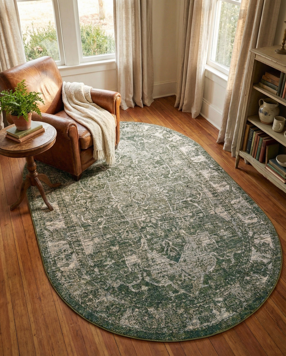 Savannah Soiree Collection Area Rug -  Everglade (Green) Oval Green  lifestyle 113