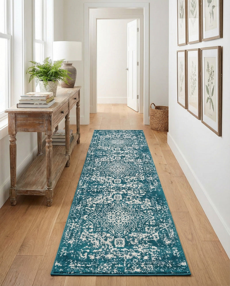 Georgetown Rugs Collection Area Rug - Dupont (Turquoise) Runner Turquoise  lifestyle 47