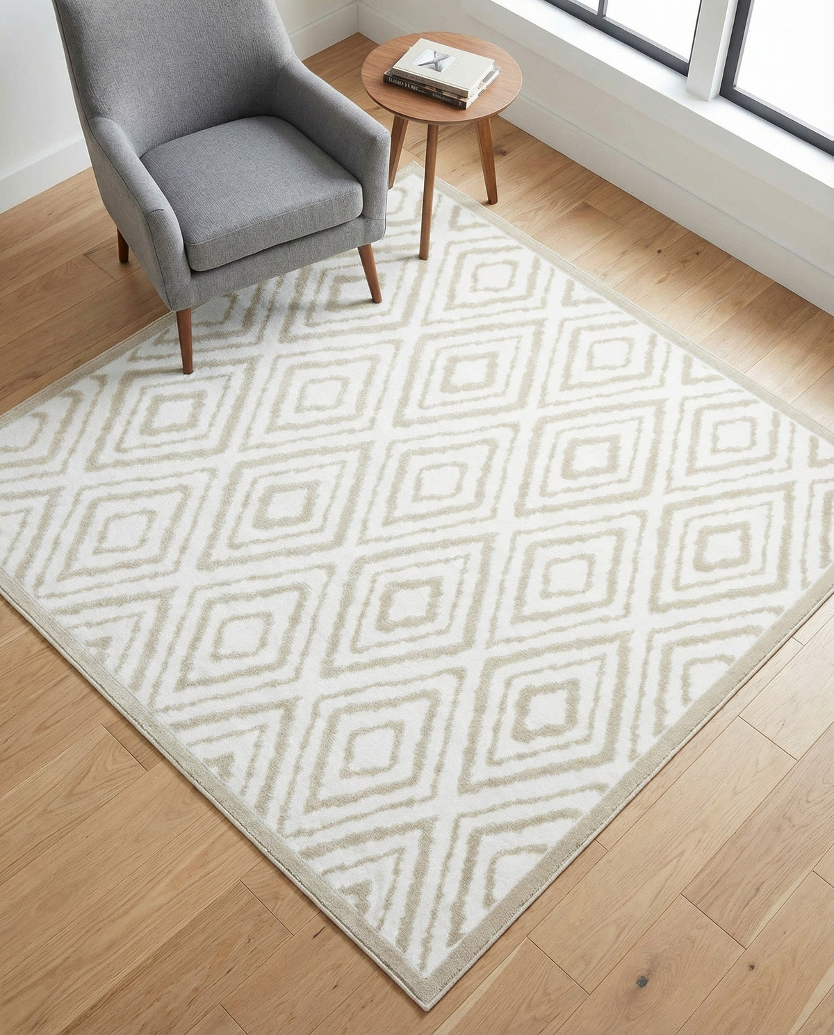 Sanctuary Retreat Collection Area Rug -  Oasis Square Snow White  lifestyle 178
