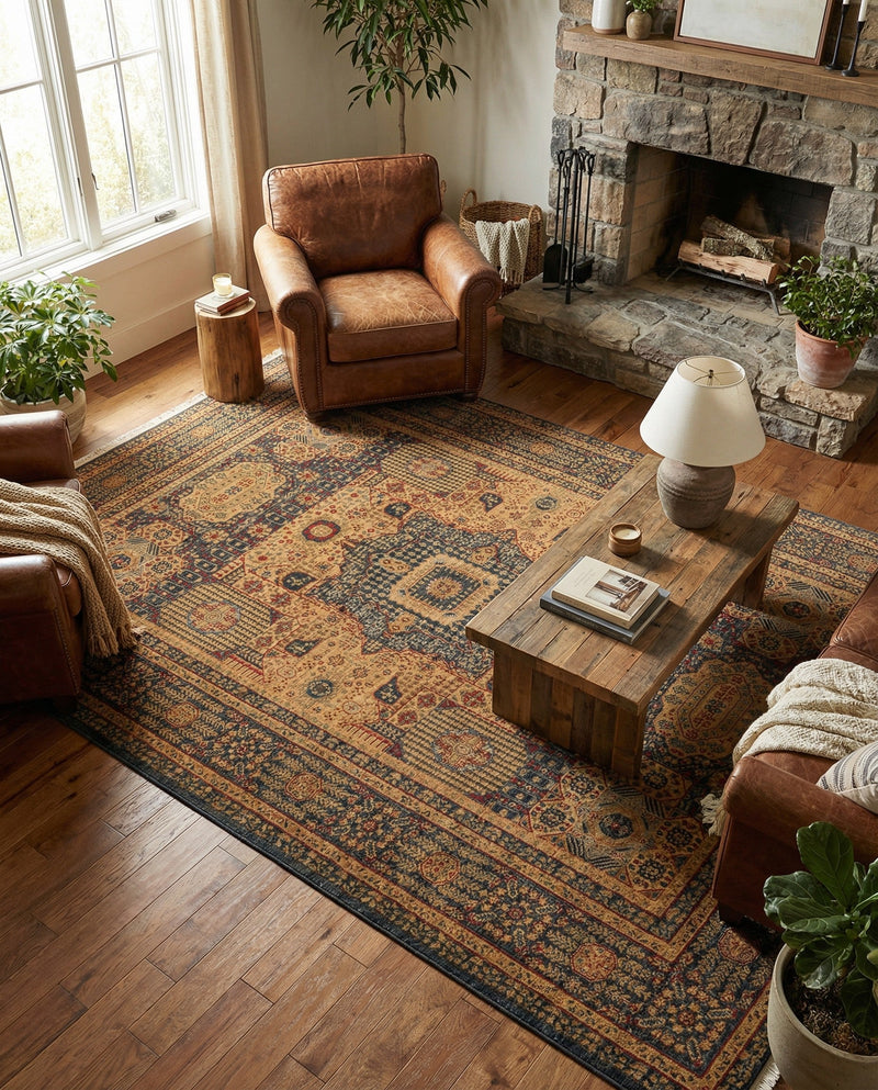 Ottoman Elegance Collection Area Rug - Sultan Rectangle Blue  lifestyle 34