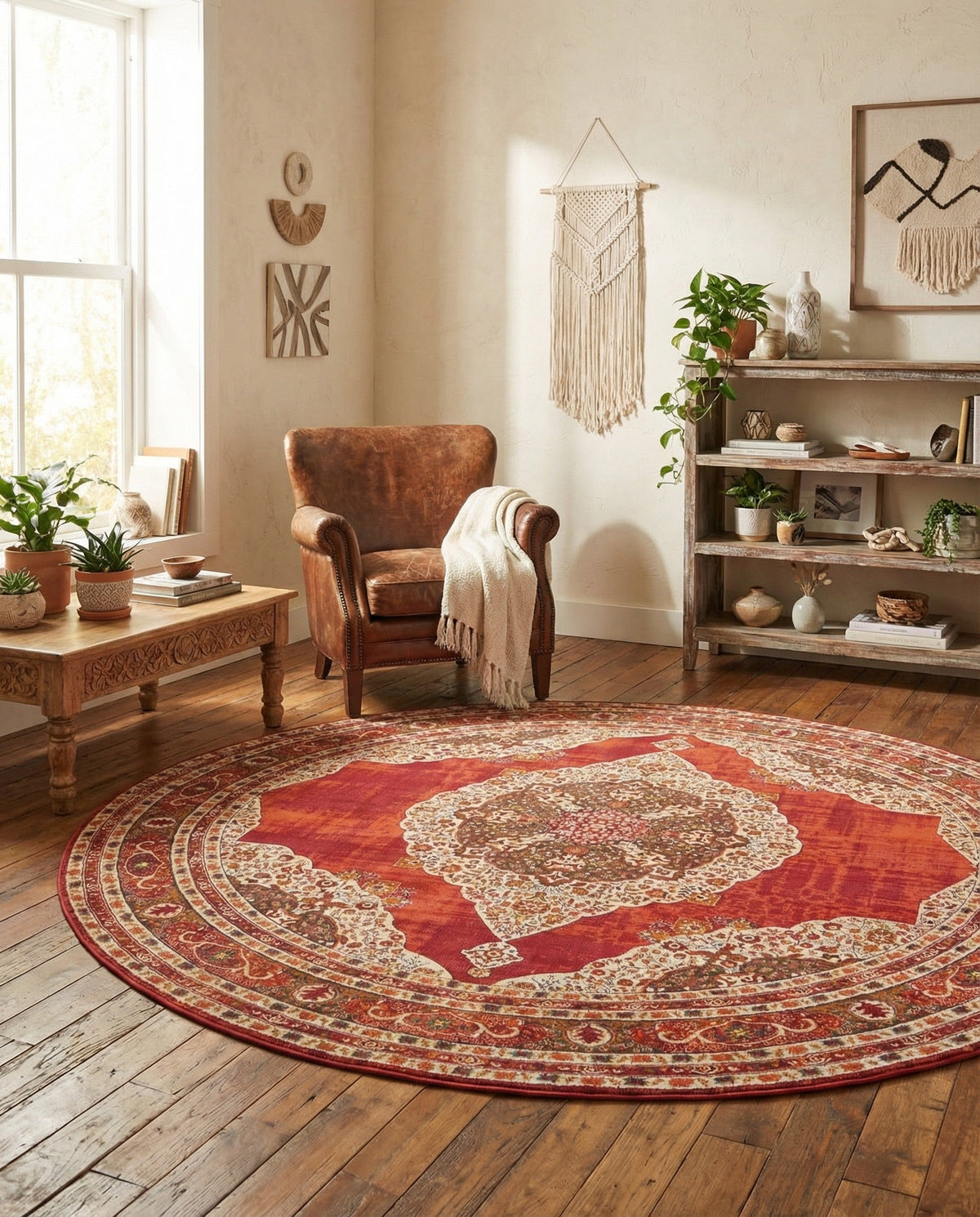 Caribbean Breeze Collection Area Rug -  Windward Round Red  lifestyle 156