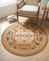 Patio Heritage Collection Area Rug - Veranda Round Black Gold Brown  lifestyle 74