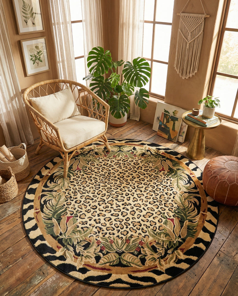 Savannah Sojourn Collection Area Rug -  Moremi Round Cream  lifestyle 72