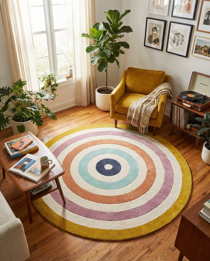 Shepherd's Glen Wool Collection Area Rug - Eldon Round Multi  lifestyle 18