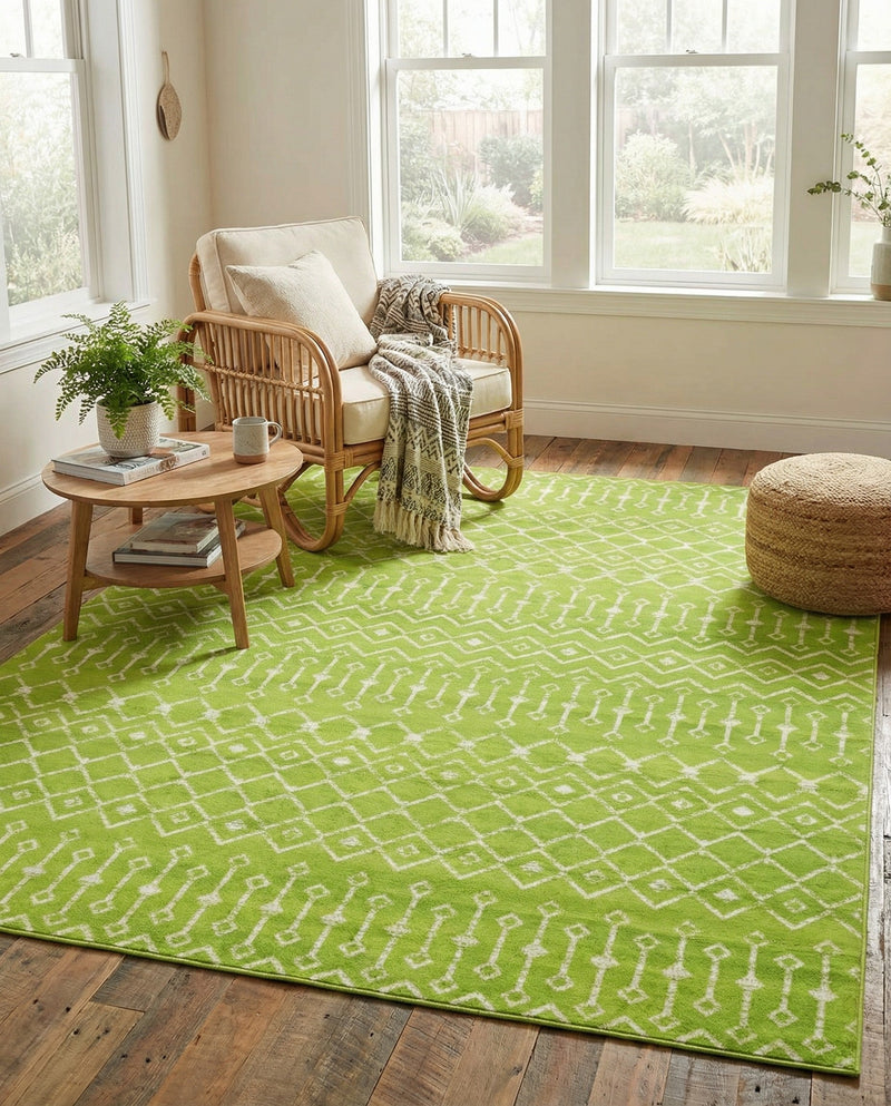 Marrakech Lattice Collection Area Rug - Medina (Green) Rectangle Green  lifestyle 10