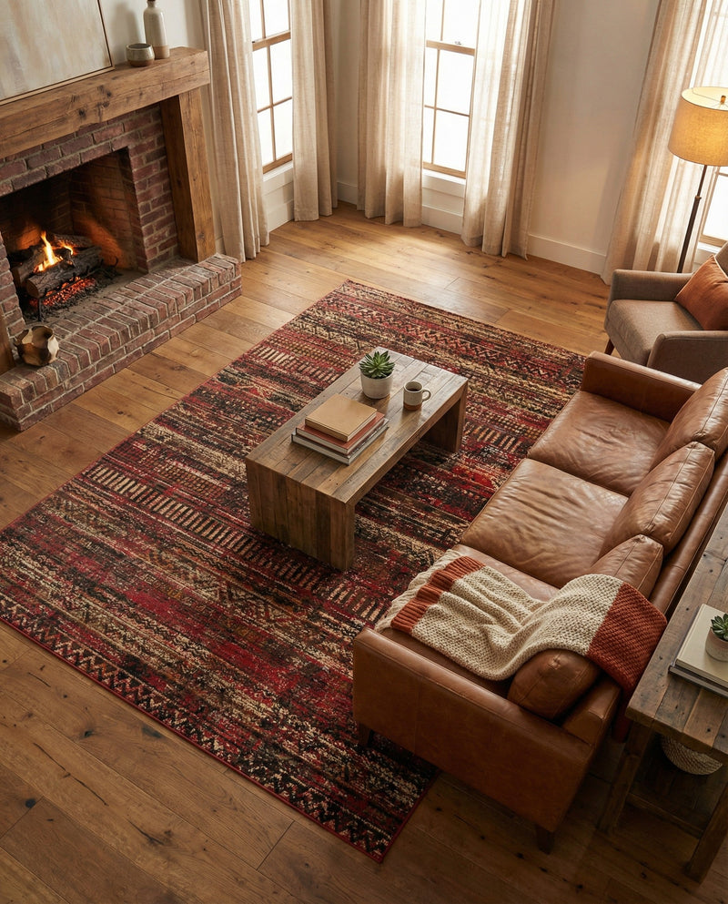 Neptune Elegance Collection Area Rug -  Nereid Rectangle Burgundy  lifestyle 15